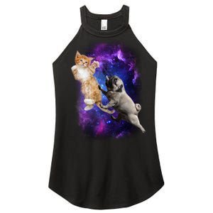 Cat And Pug In Space Women's Perfect Tri Rocker Tank