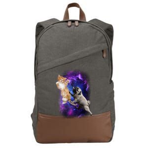 Cat And Pug In Space Cotton Canvas Backpack