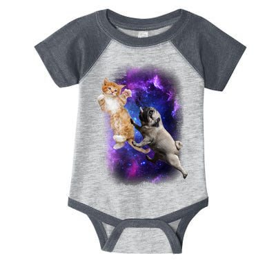 Cat And Pug In Space Infant Baby Jersey Bodysuit