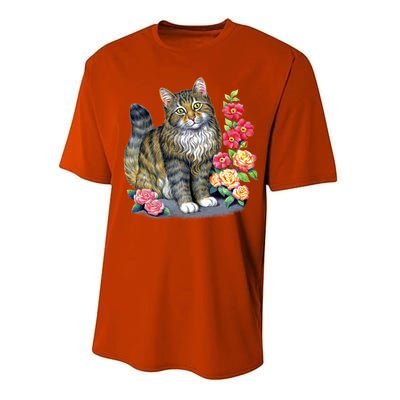 Cat and Roses Performance Sprint T-Shirt