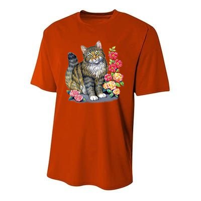 Cat and Roses Youth Performance Sprint T-Shirt