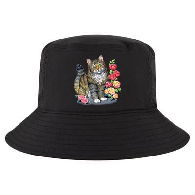 Cat and Roses Cool Comfort Performance Bucket Hat