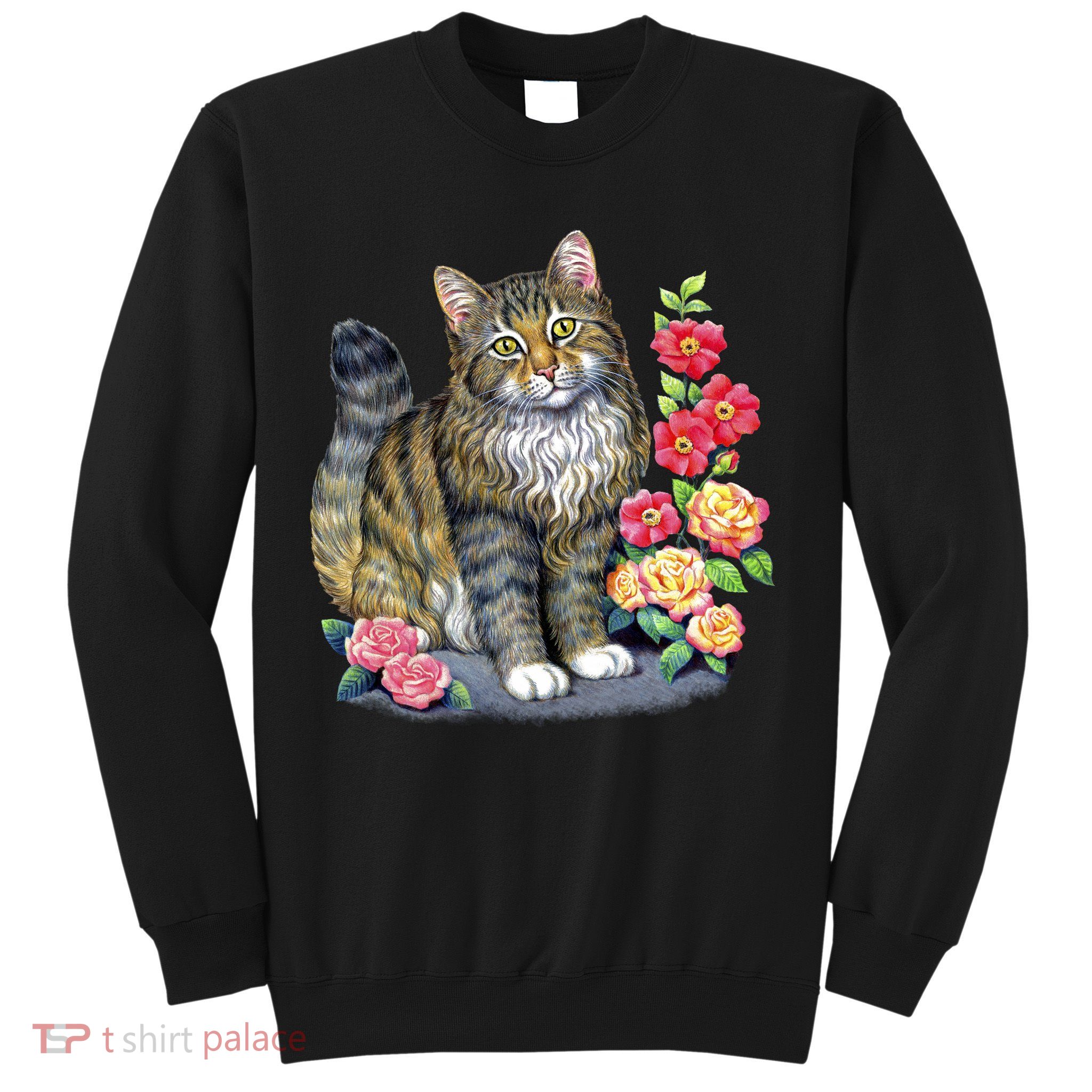 Cat and Roses Sweatshirt