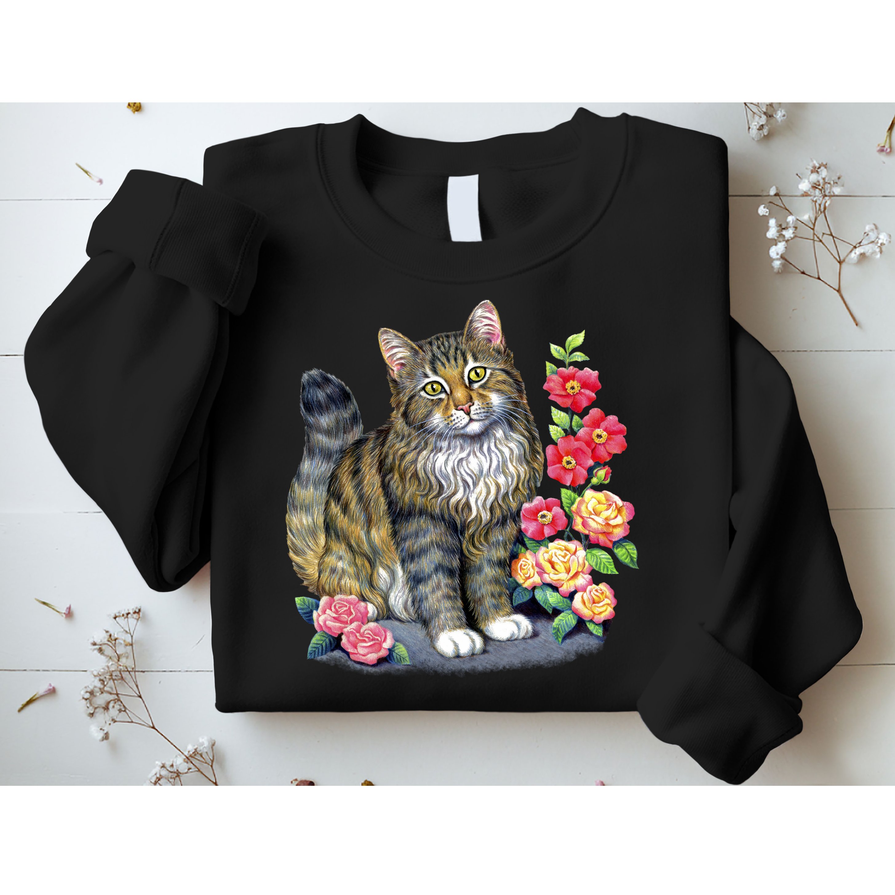 Cat and Roses Sweatshirt