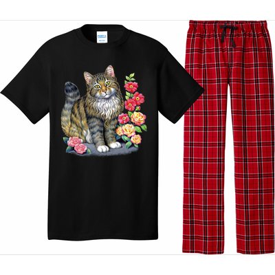 Cat and Roses Pajama Set