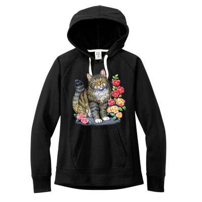 Cat and Roses Women's Fleece Hoodie