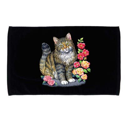 Cat and Roses Microfiber Hand Towel