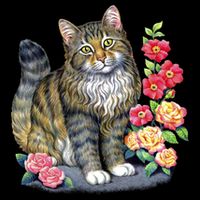 Cat and Roses Zip Tote Bag