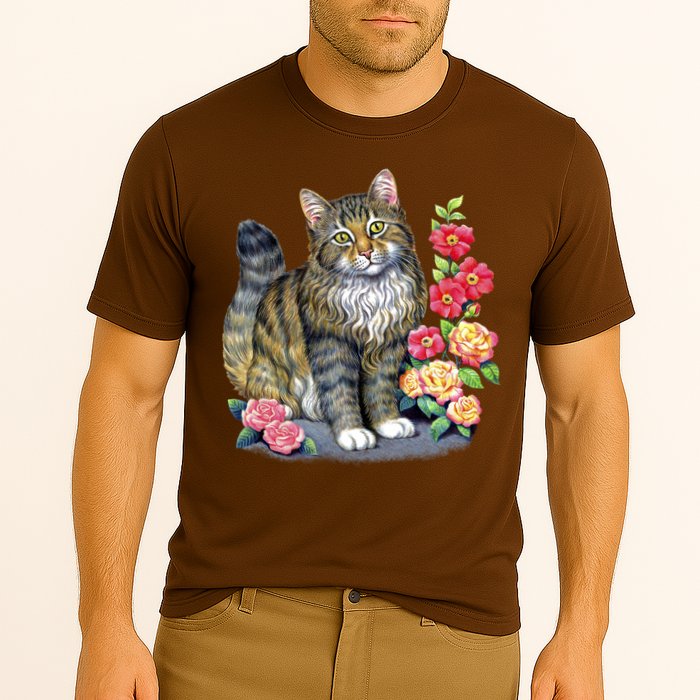 Cat and Roses Cooling Performance Crew T-Shirt