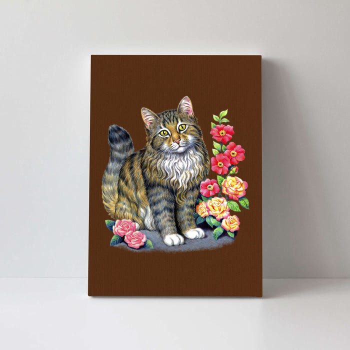 Cat and Roses Canvas