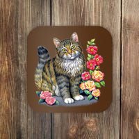 Cat and Roses Coaster