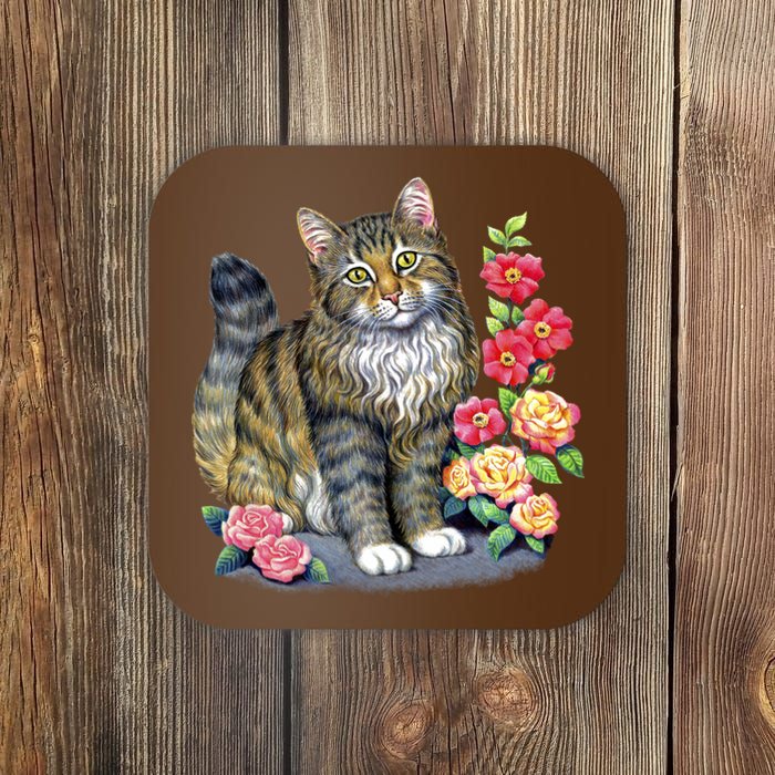 Cat and Roses Coaster