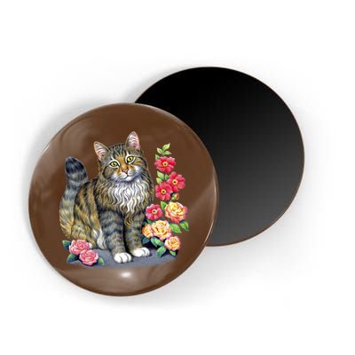 Cat and Roses Magnet