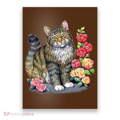 Cat and Roses Poster