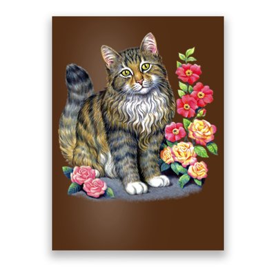 Cat and Roses Poster