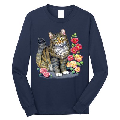 Cat and Roses Long Sleeve Shirt