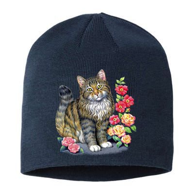 Cat and Roses Sustainable Beanie