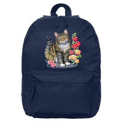 Cat and Roses 16 in Basic Backpack