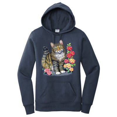 Cat and Roses Women's Pullover Hoodie