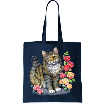 Cat and Roses Tote Bag