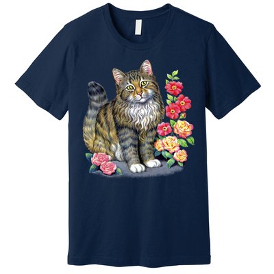 Cat and Roses Premium T-Shirt