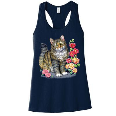 Cat and Roses Women's Racerback Tank