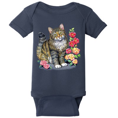 Cat and Roses Baby Bodysuit