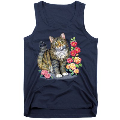 Cat and Roses Tank Top