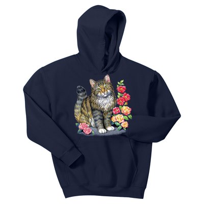 Cat and Roses Kids Hoodie