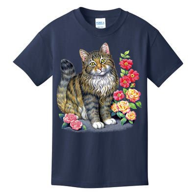 Cat and Roses Kids T-Shirt