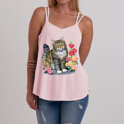 Cat and Roses Women's Strappy Tank