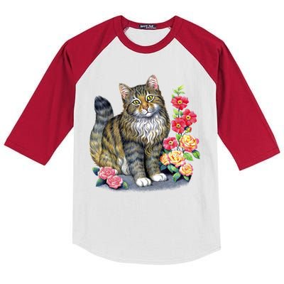 Cat and Roses Kids Colorblock Raglan Jersey