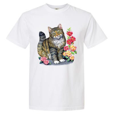 Cat and Roses Garment-Dyed Heavyweight T-Shirt