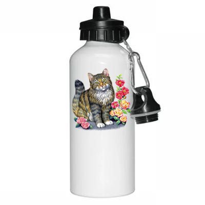 Cat and Roses Aluminum Water Bottle