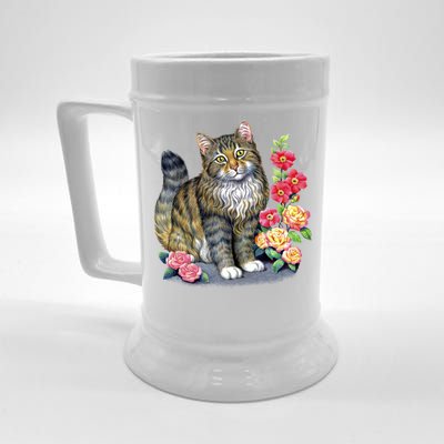 Cat and Roses Beer Stein