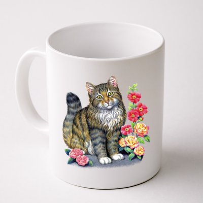 Cat and Roses Coffee Mug