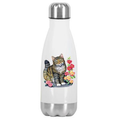 Cat and Roses Stainless Steel Insulated Water Bottle