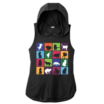 Cat Blocks Ladies PosiCharge Tri-Blend Wicking Draft Hoodie Tank