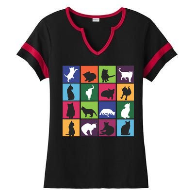 Cat Blocks Ladies Halftime Notch Neck Tee