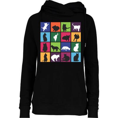 Cat Blocks Womens Funnel Neck Pullover Hood