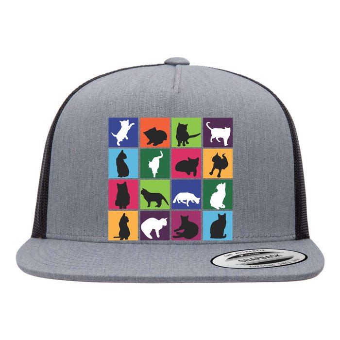 Cat Blocks Flat Bill Trucker Hat