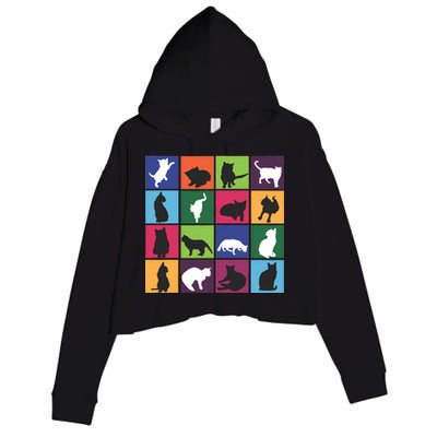 Cat Blocks Crop Fleece Hoodie