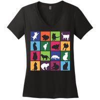 Cat Blocks Women's V-Neck T-Shirt