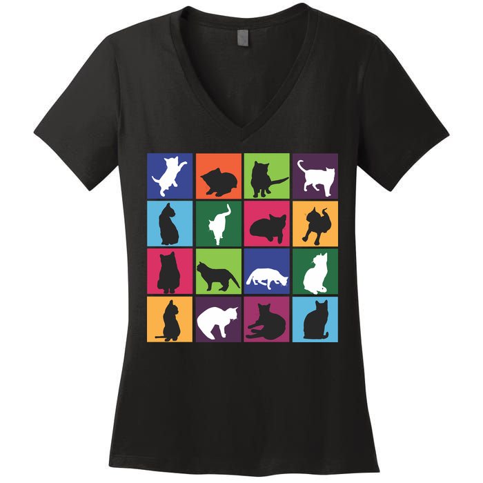 Cat Blocks Women's V-Neck T-Shirt