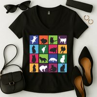 Cat Blocks Women's V-Neck T-Shirt