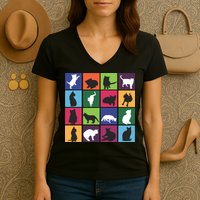 Cat Blocks Women's V-Neck T-Shirt