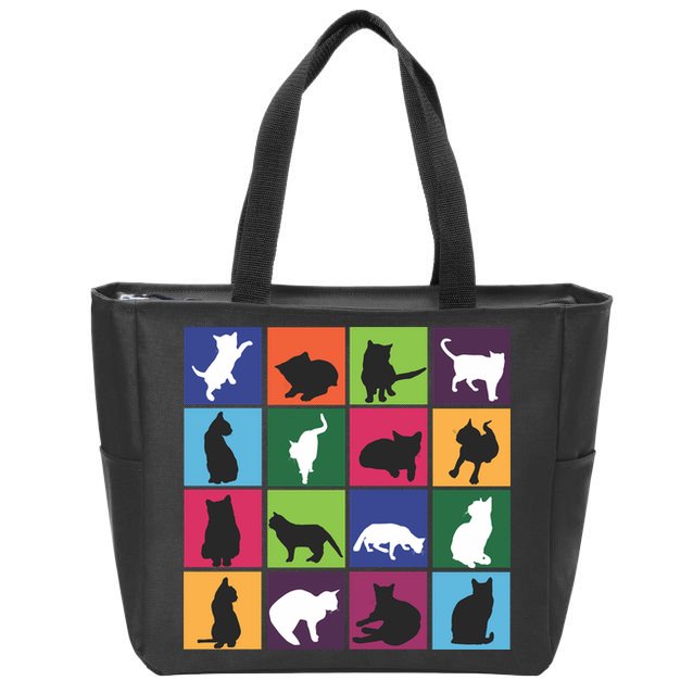 Cat Blocks Zip Tote Bag