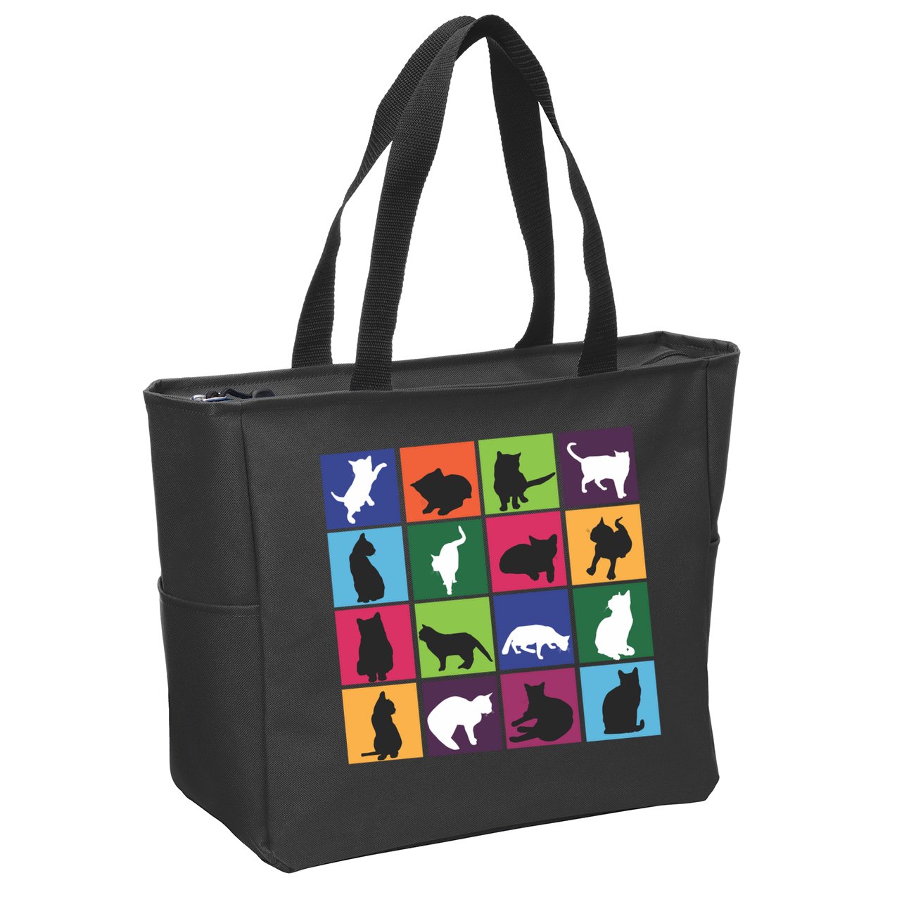 Cat Blocks Zip Tote Bag