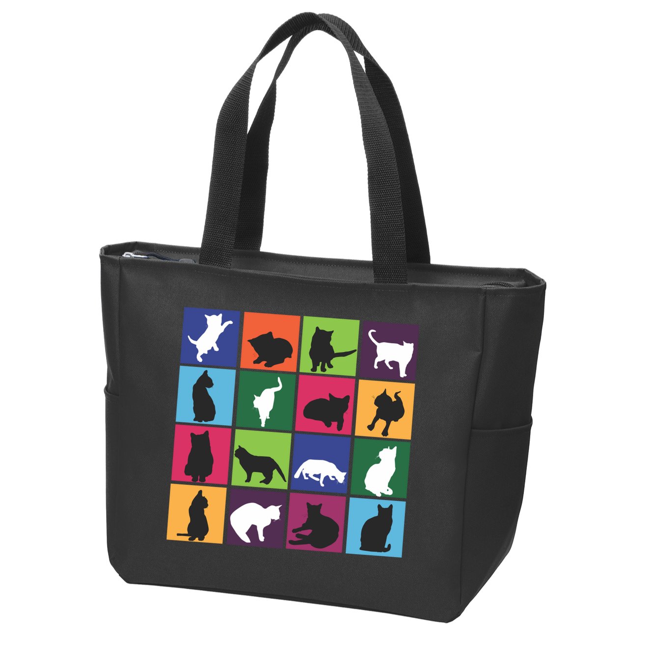 Cat Blocks Zip Tote Bag