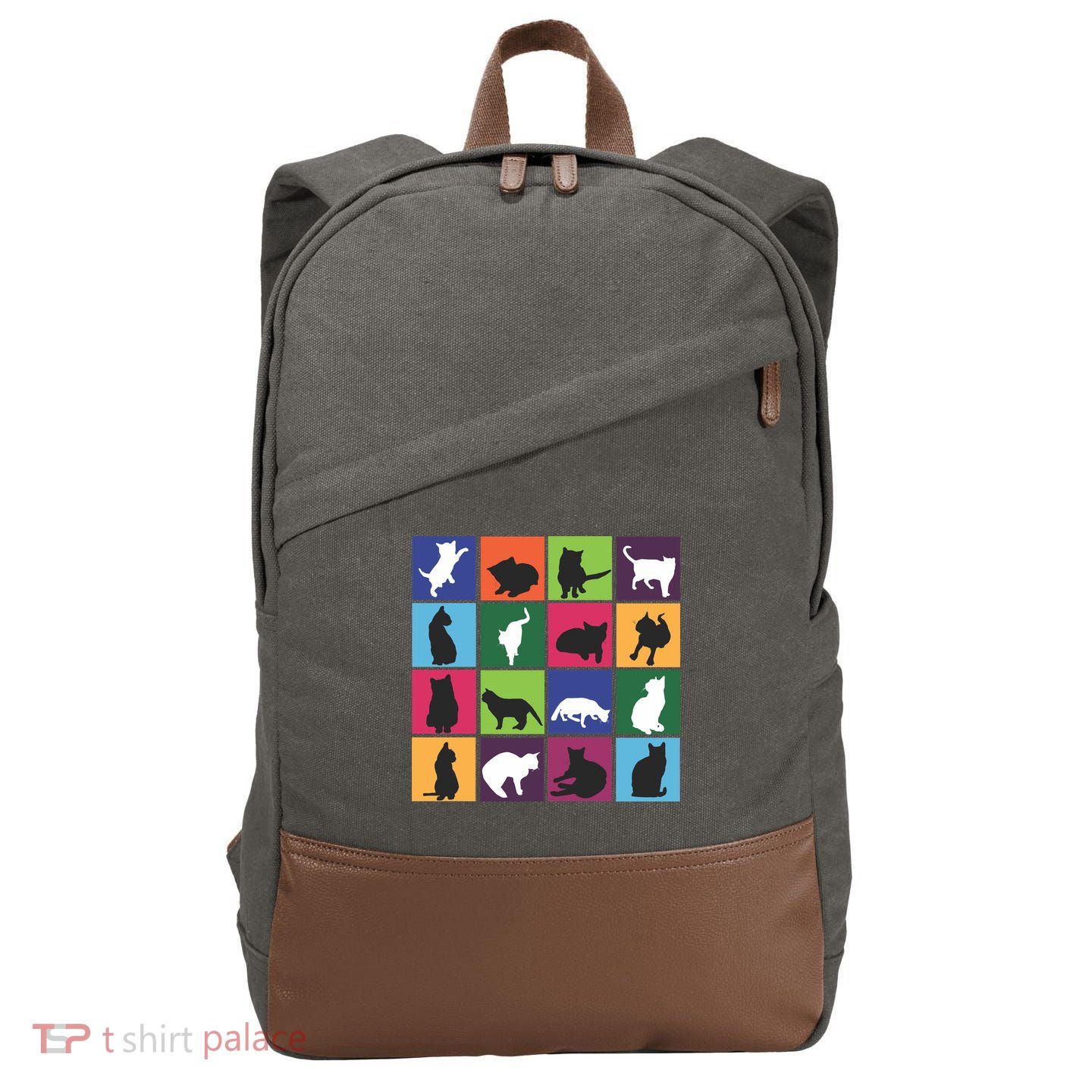 Cat Blocks Cotton Canvas Backpack